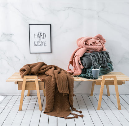 Knitted Tassel Sofa Blanket