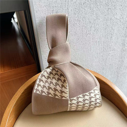 Knitted Tote Bag with Cartoon Design