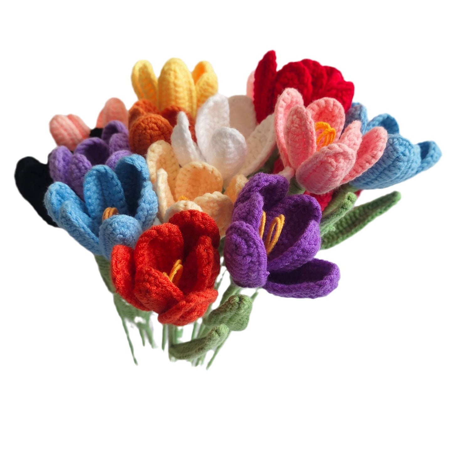 Knitted tulip wool flower