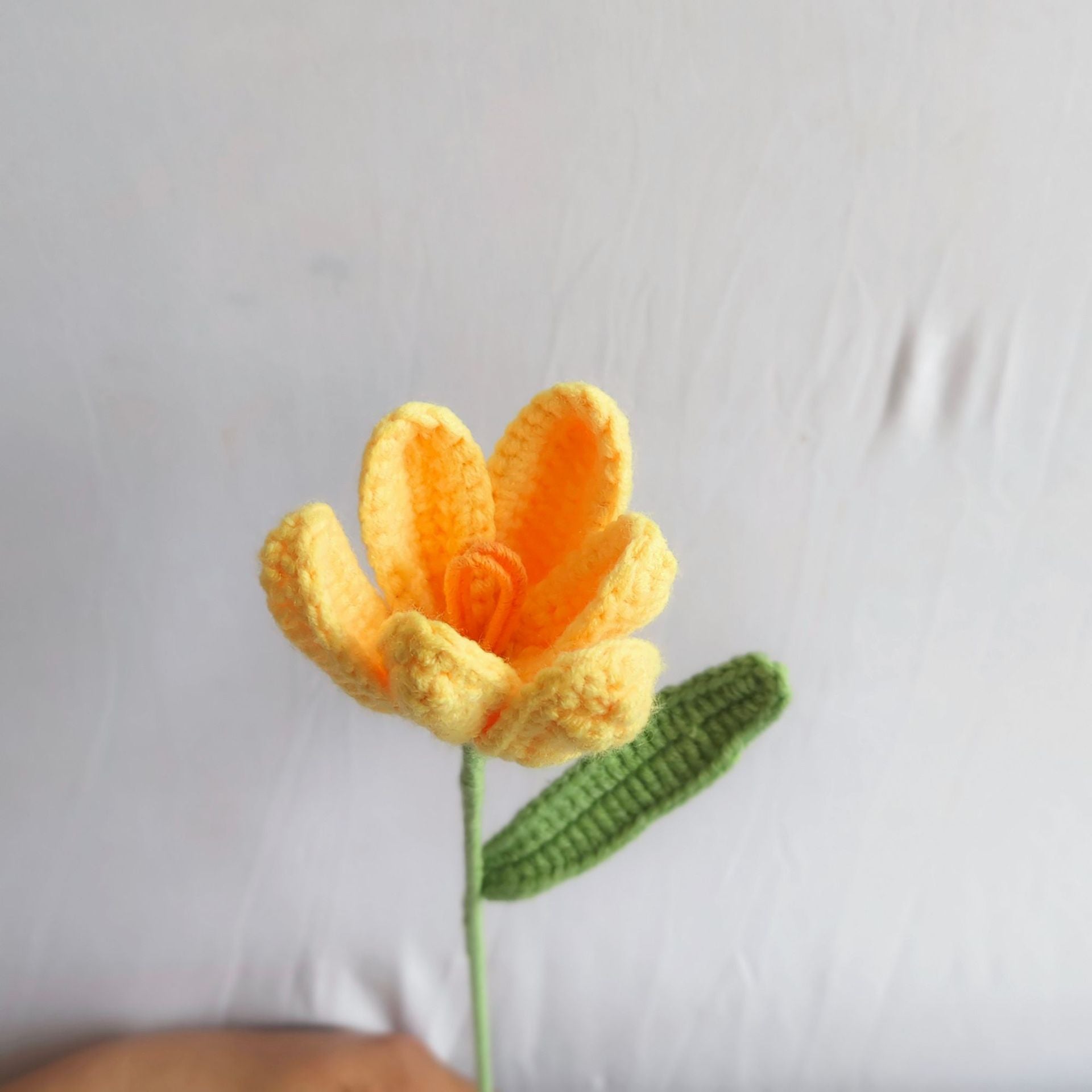 Knitted tulip wool flower