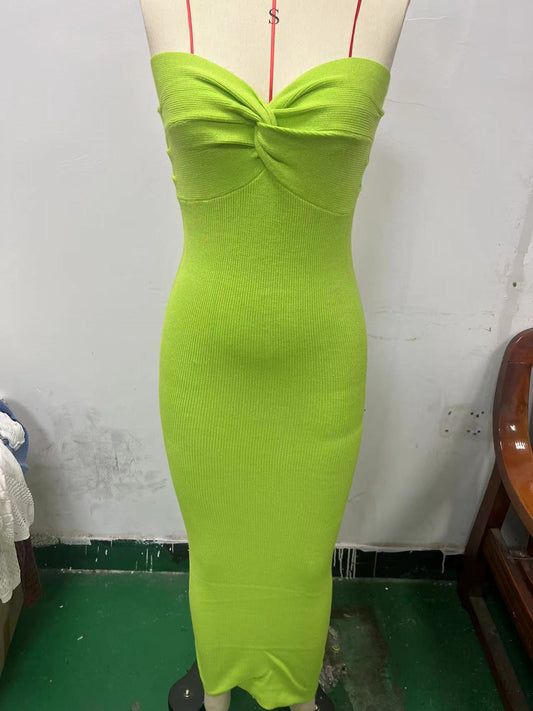 Knitted twisted knitted dress