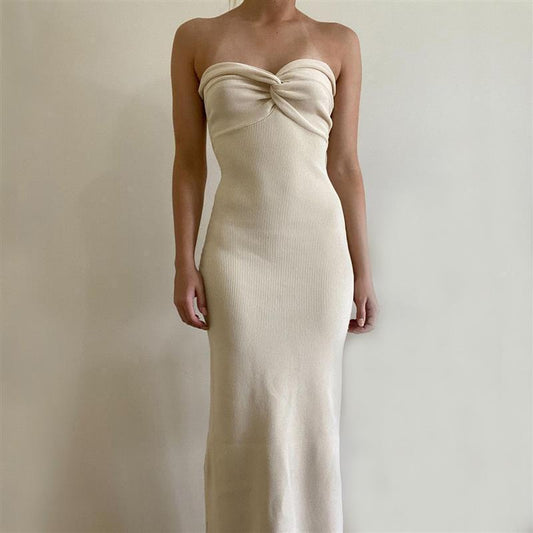 Knitted twisted knitted dress