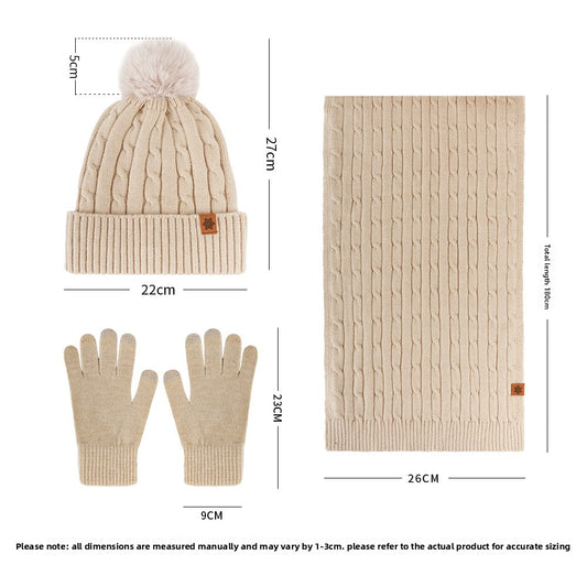 Knitted Winter Hat Scarf Gloves Set