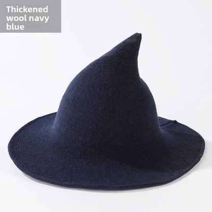 Knitted Witch Hat Foldable Pointed Halloween Costume Accessory