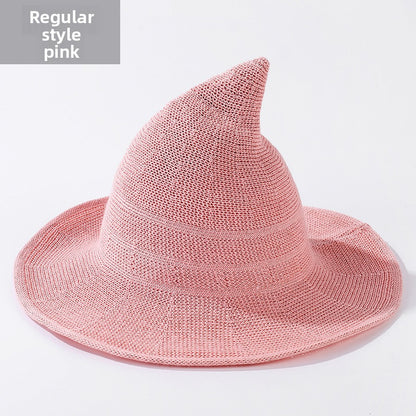 Knitted Witch Hat Foldable Pointed Halloween Costume Accessory