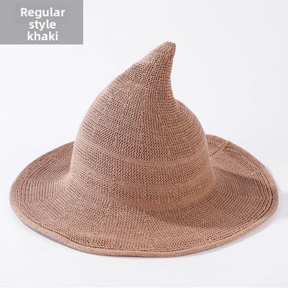 Knitted Witch Hat Foldable Pointed Halloween Costume Accessory