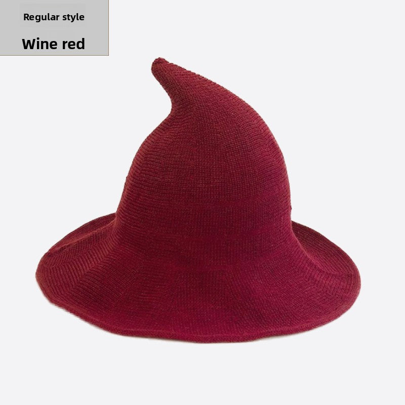 Knitted Witch Hat Foldable Pointed Halloween Costume Accessory