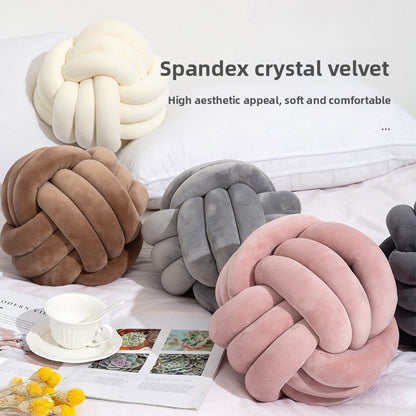 Knotted ball handcrafted throw pillow