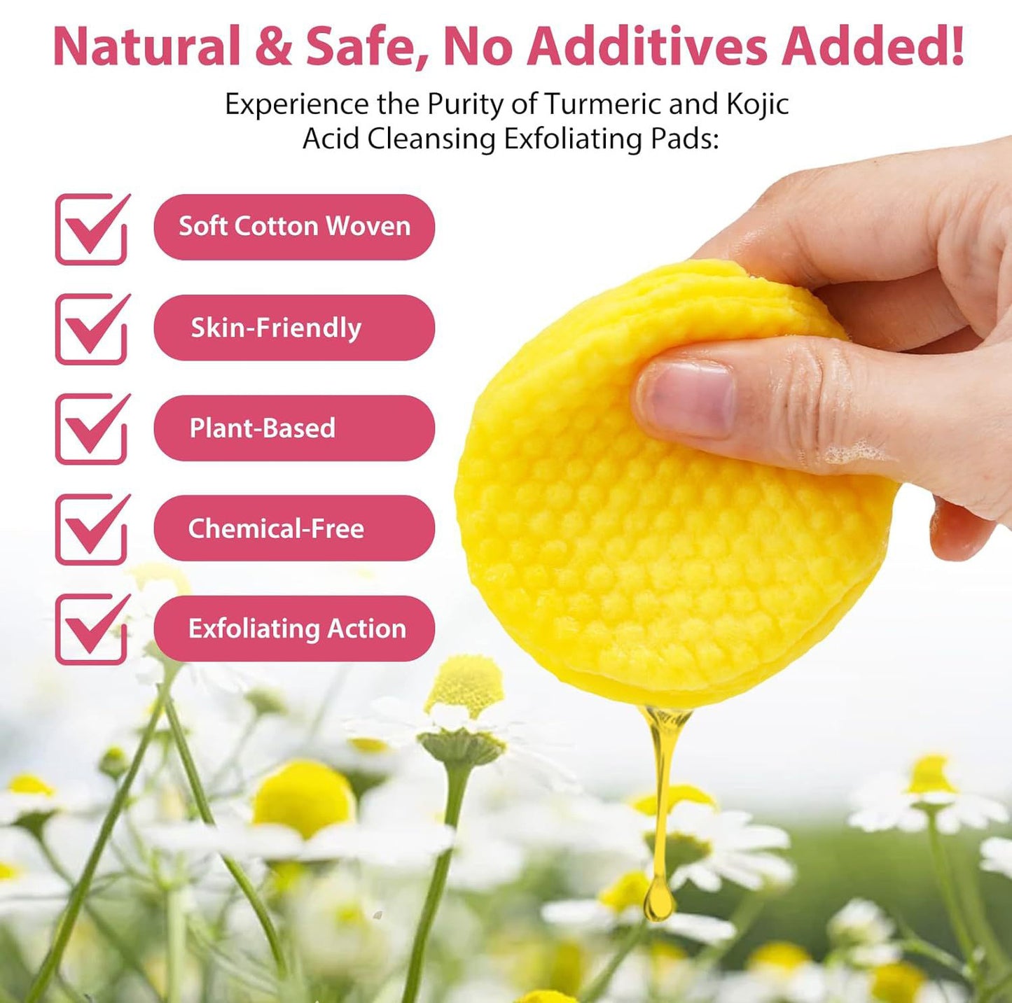 KOJIC ACID & TURMERIC CLEANSING PADS Turmeric Kojic Acid Cleaning Cotton Sheet