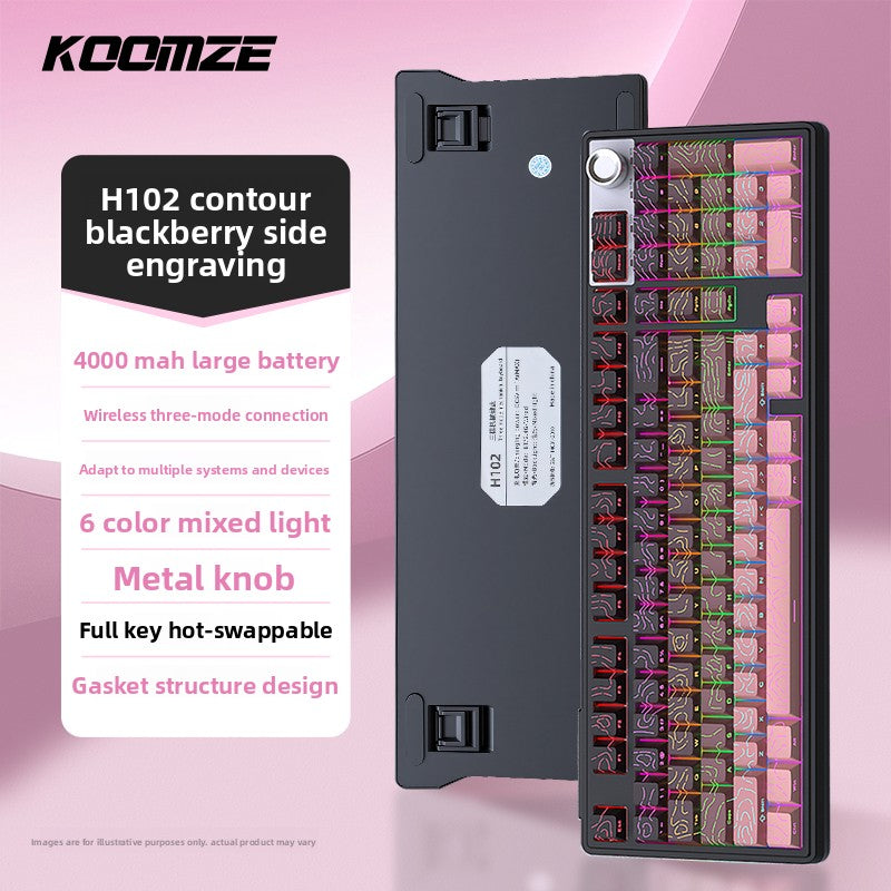 Koman 102 Mechanical Keyboard with Wireless Bluetooth Three-Mode Customization for Gaming and Office Use