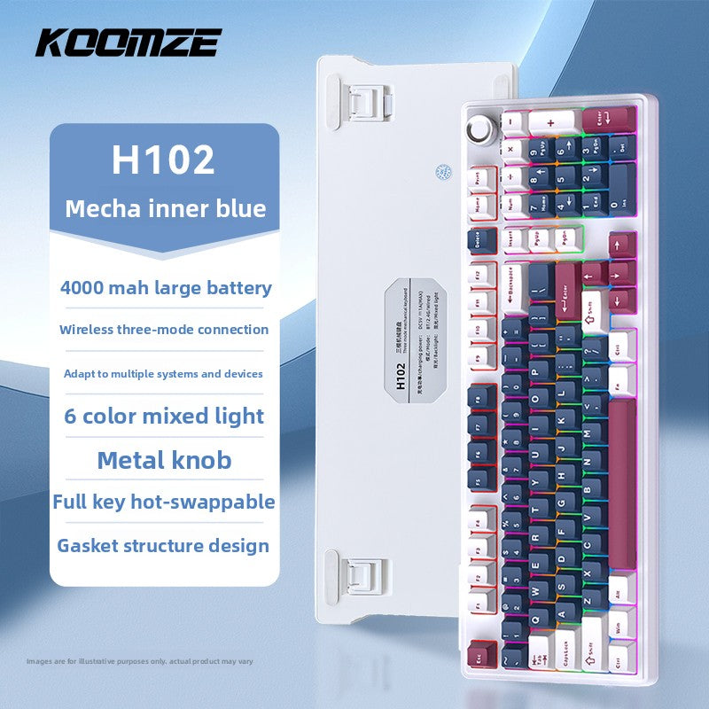 Koman 102 Mechanical Keyboard with Wireless Bluetooth Three-Mode Customization for Gaming and Office Use