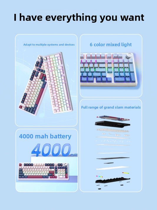 Koman 102 Mechanical Keyboard with Wireless Bluetooth Three-Mode Customization for Gaming and Office Use