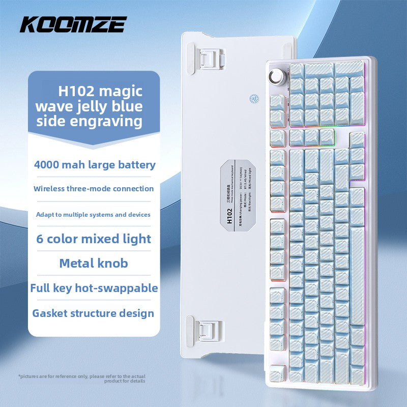 Koman 102 Mechanical Keyboard with Wireless Bluetooth Three-Mode Customization for Gaming and Office Use