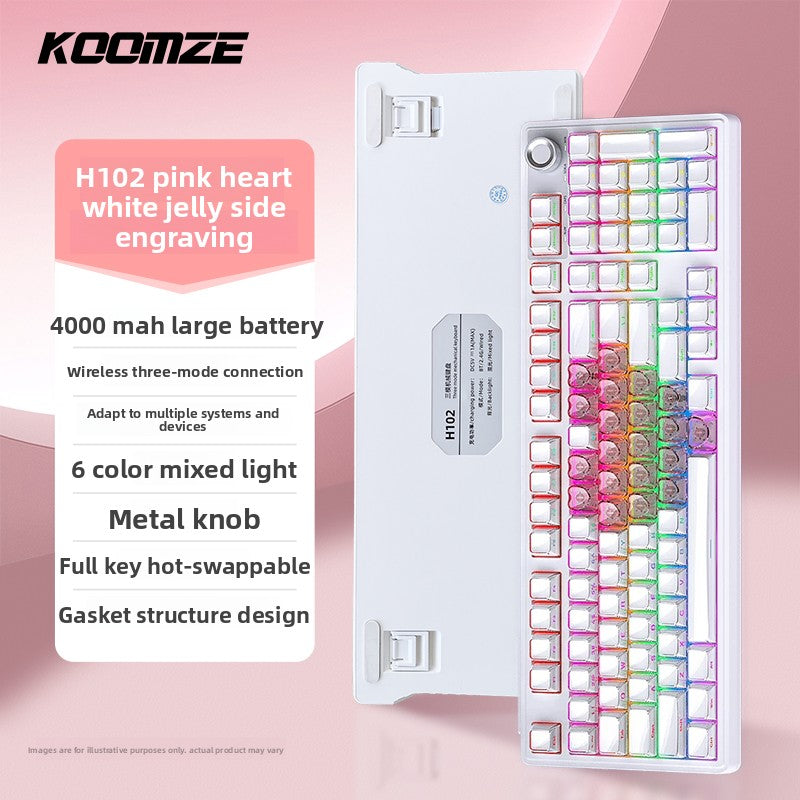 Koman 102 Mechanical Keyboard with Wireless Bluetooth Three-Mode Customization for Gaming and Office Use