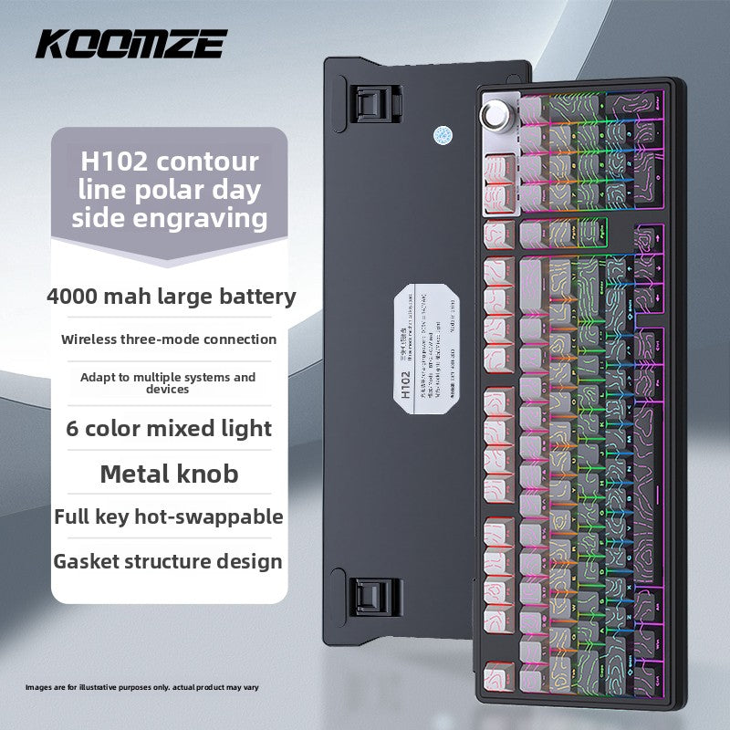Koman 102 Mechanical Keyboard with Wireless Bluetooth Three-Mode Customization for Gaming and Office Use
