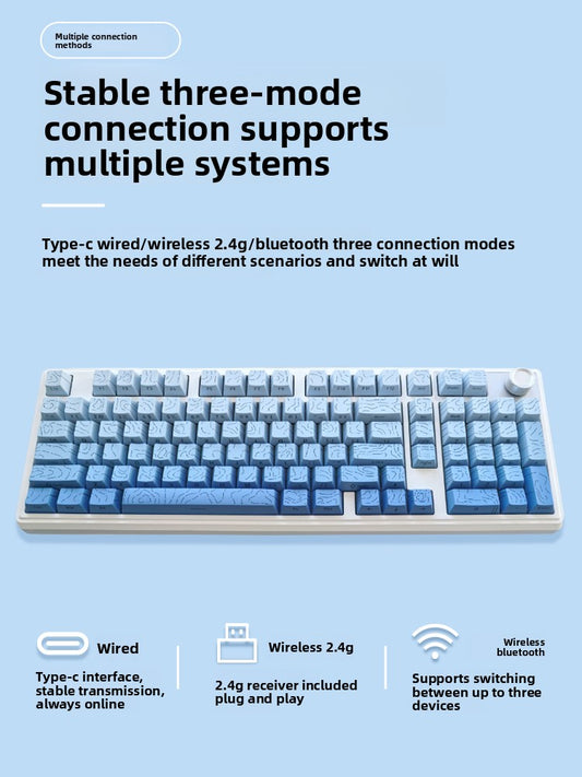 Koman 102 Mechanical Keyboard with Wireless Bluetooth Three-Mode Customization for Gaming and Office Use