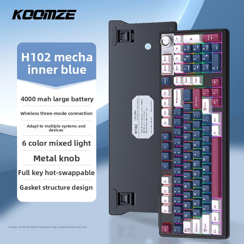 Koman 102 Mechanical Keyboard with Wireless Bluetooth Three-Mode Customization for Gaming and Office Use