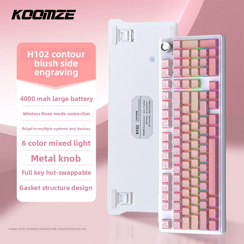 Koman 102 Mechanical Keyboard with Wireless Bluetooth Three-Mode Customization for Gaming and Office Use