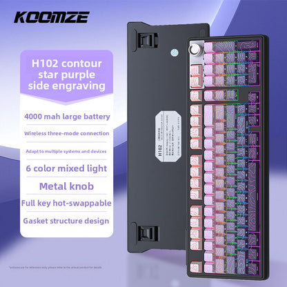 Koman 102 Mechanical Keyboard with Wireless Bluetooth Three-Mode Customization for Gaming and Office Use