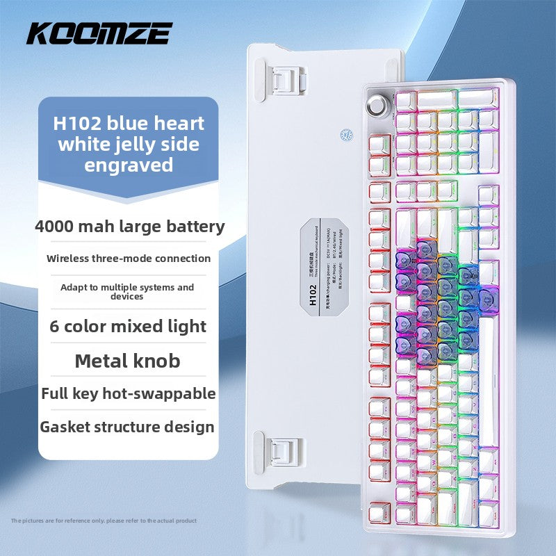 Koman 102 Mechanical Keyboard with Wireless Bluetooth Three-Mode Customization for Gaming and Office Use
