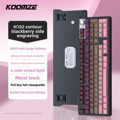 Koman 102 Mechanical Keyboard with Wireless Bluetooth Three-Mode Customization for Gaming and Office Use