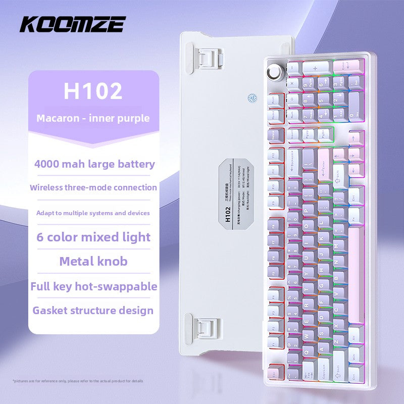 Koman 102 Mechanical Keyboard with Wireless Bluetooth Three-Mode Customization for Gaming and Office Use