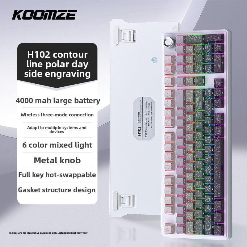 Koman 102 Mechanical Keyboard with Wireless Bluetooth Three-Mode Customization for Gaming and Office Use