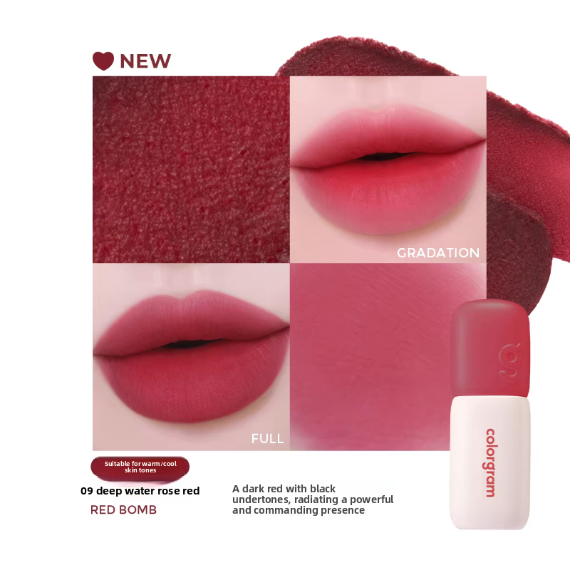 Korean Colorgram Matte Rice Cake Lip Gloss Velvet Lipstick Dual-Use for Lips and Cheeks Imported