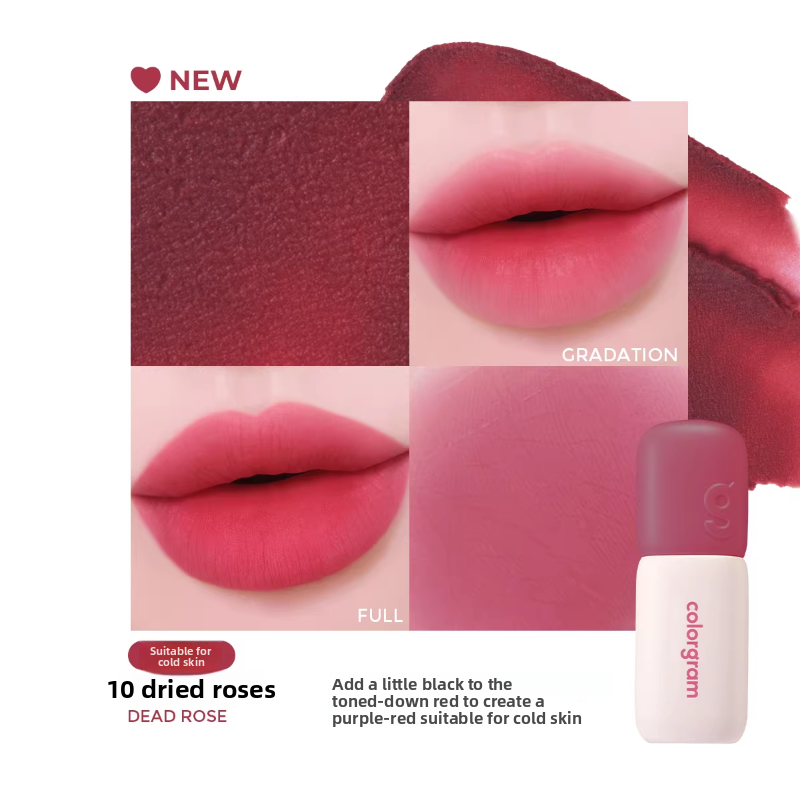 Korean Colorgram Matte Rice Cake Lip Gloss Velvet Lipstick Dual-Use for Lips and Cheeks Imported