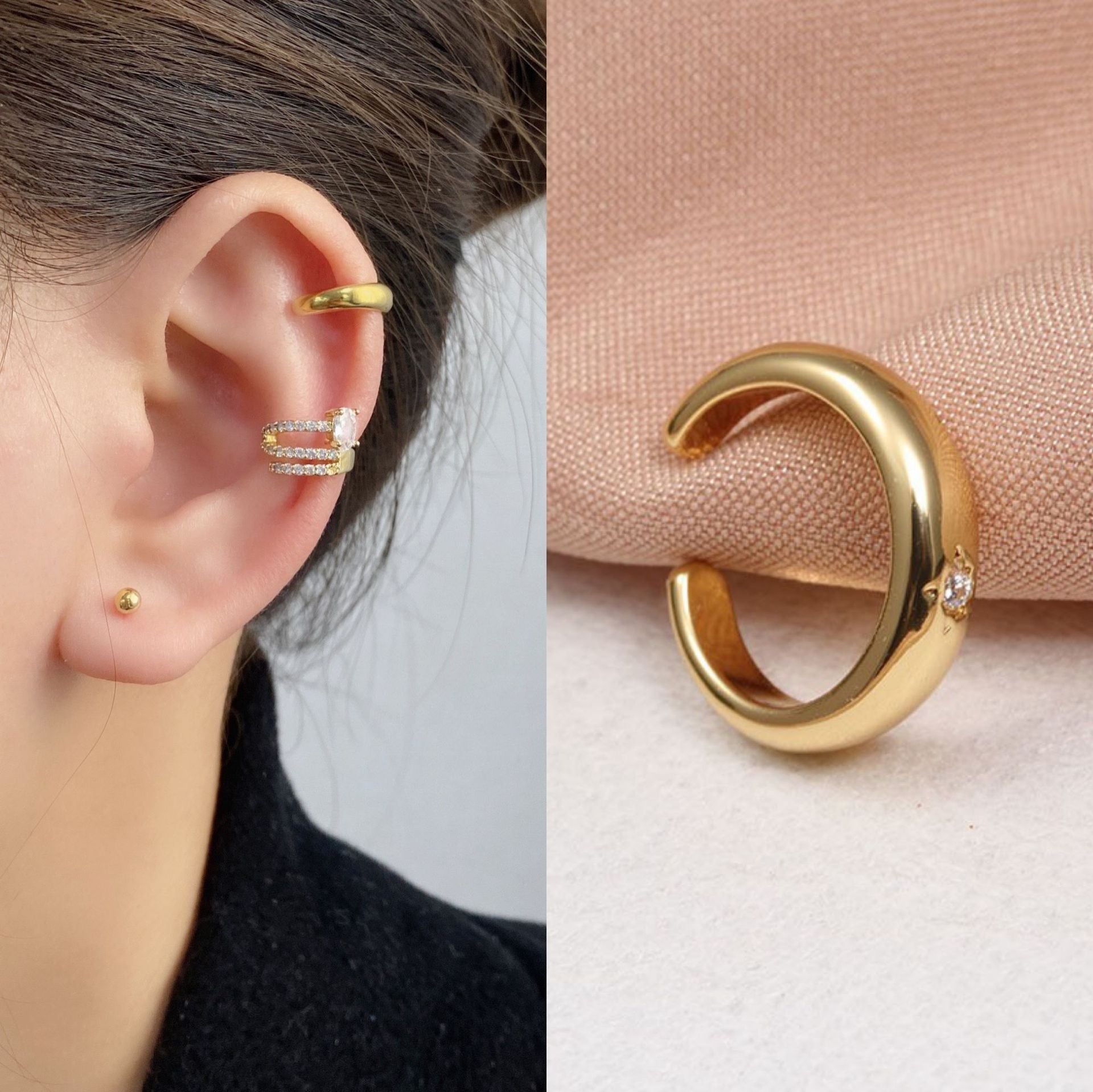 Korean full-diamond pearls without ear holes