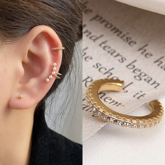 Korean full-diamond pearls without ear holes