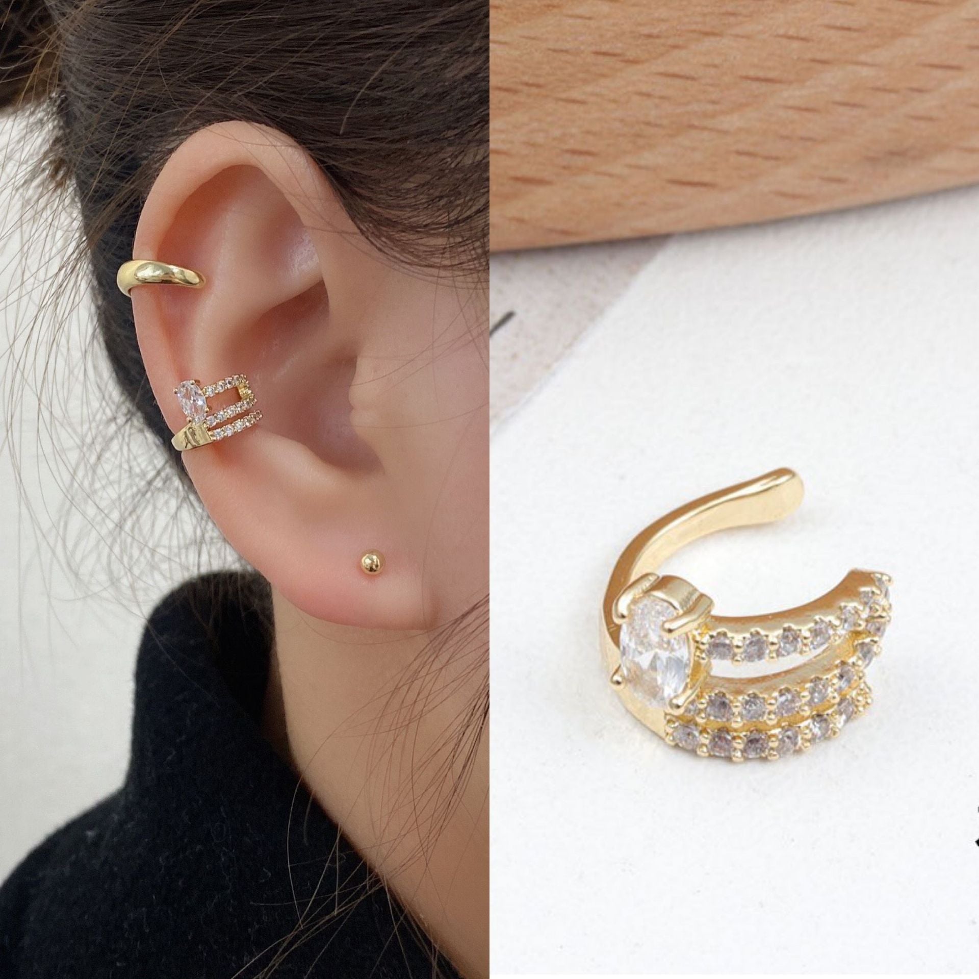 Korean full-diamond pearls without ear holes