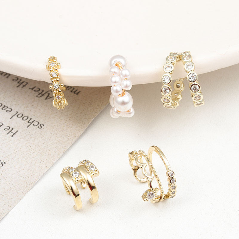 Korean full-diamond pearls without ear holes