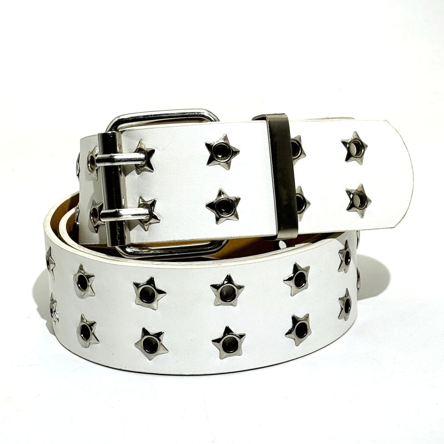Korean Punk Star Eyelet Double-Row Belt for Women