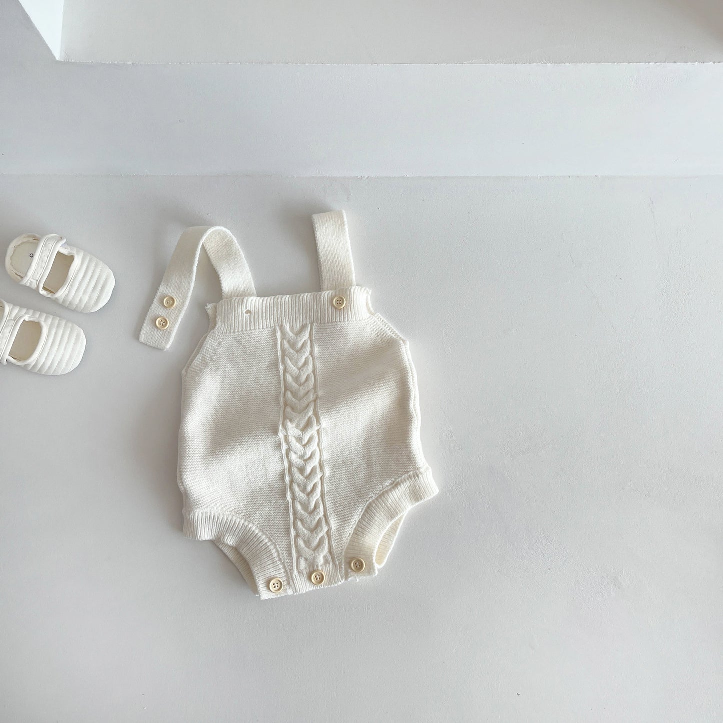 Korean style baby solid color cotton one-piece overalls knitted cute open-end baby girl bag fart romper triangle romper
