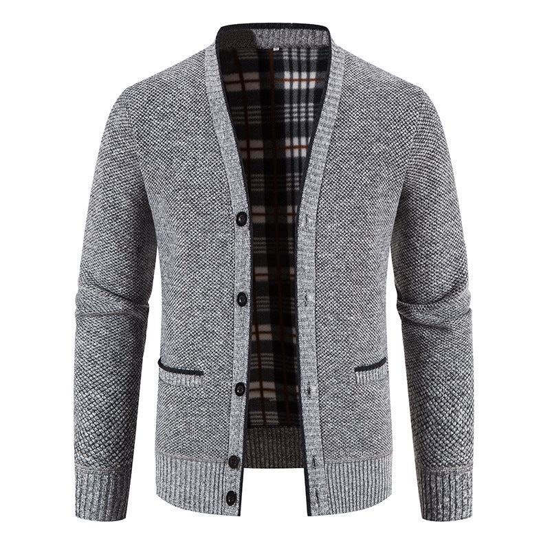 Korean-style casual thickened V-neck sweater coat