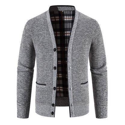 Korean-style casual thickened V-neck sweater coat