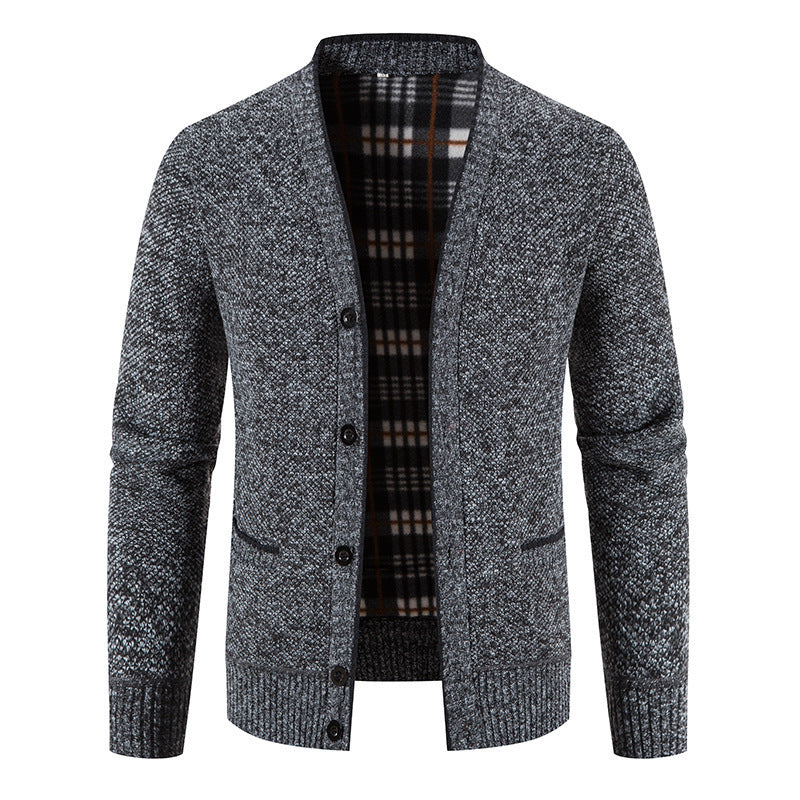 Korean-style casual thickened V-neck sweater coat