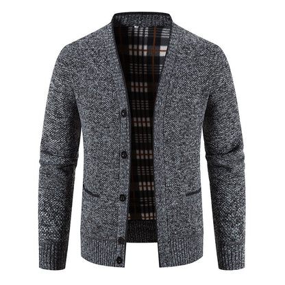 Korean-style casual thickened V-neck sweater coat