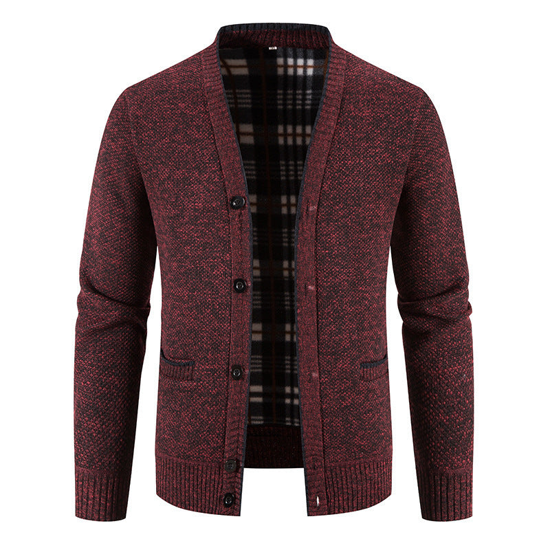 Korean-style casual thickened V-neck sweater coat