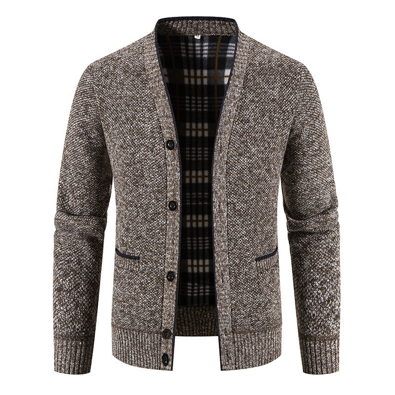 Korean-style casual thickened V-neck sweater coat