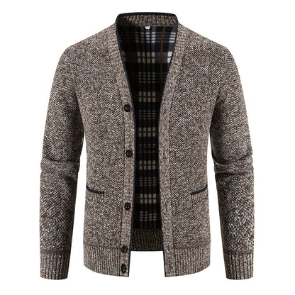 Korean-style casual thickened V-neck sweater coat