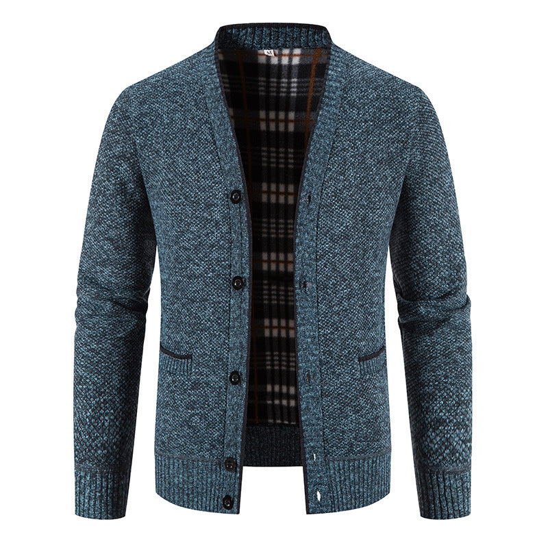 Korean-style casual thickened V-neck sweater coat