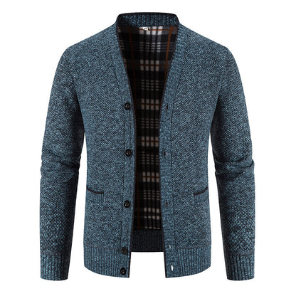 Korean-style casual thickened V-neck sweater coat