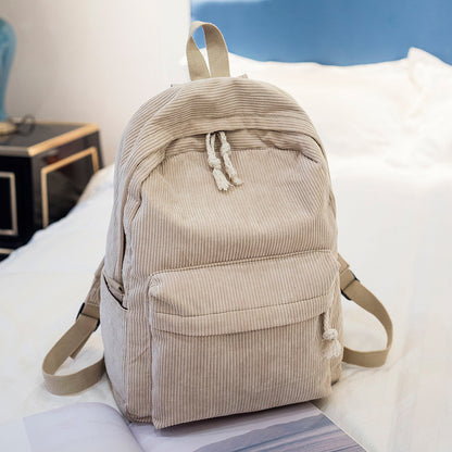 Korean Style Corduroy School Backpack