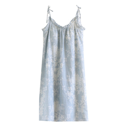 Korean Style Cotton Suspender Nightgown