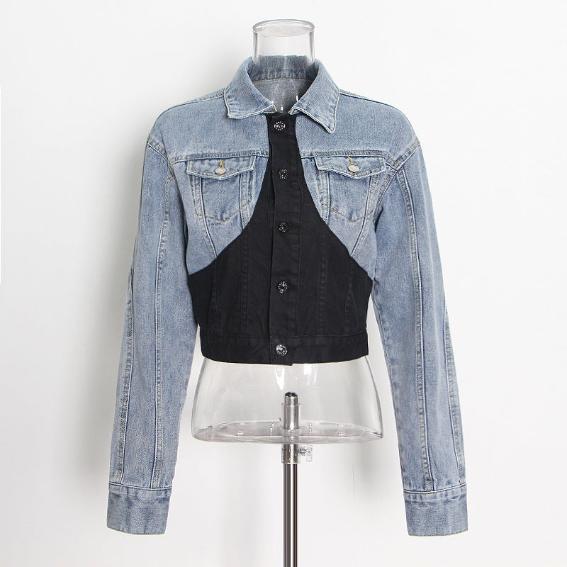 Korean Style Denim Jacket and Pants Two-Piece Set