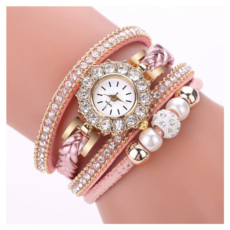 Korean Style Diamond Pearl Quartz Bracelet Watch