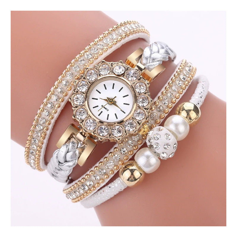 Korean Style Diamond Pearl Quartz Bracelet Watch