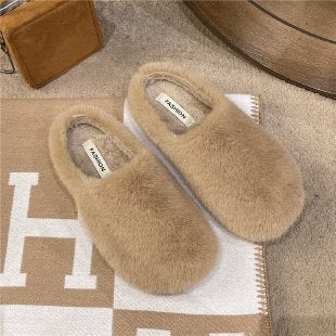 Korean Style Fleece Lined Mule Slippers